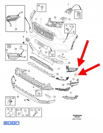 LEWA KRATKA ZAŚLEPKA ZDERZAKA PRZÓD VOLVO XC90 2016-2019 OEM/OE 31383629