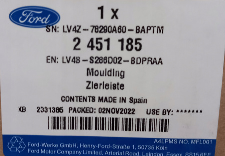 LISTWA BŁOTNIKA PRAWY TYŁ FORD KUGA 2020- 2451185 _ LV4B-S286D02-BDPRAA