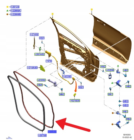 USZCZELKA DRZWI LEWY PRZÓD FORD KUGA ESCAPE 2020- 2434294 _ LJ6B-S20531-AA