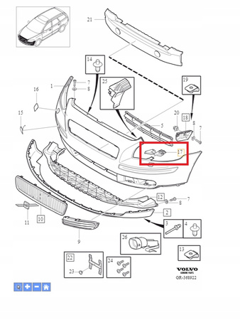 Ślizg mocowanie zderzaka Volvo OE 30678262 prawa strona