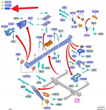 SPRĘŻYNA ROZPÓRKA ZAWIESZENIA TYŁ FORD TRANSIT 2015- 2362998 _ BK31-5560-EL
