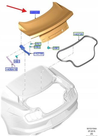 KLAPA BAGAŻNIKA FORD MUSTANG MK6 2015- COUPE OE 2532414 _ FR3B-6340110-BN