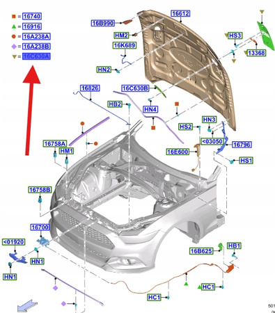 WLOT POWIETRZA MASKI LEWA FORD MUSTANG 2017- 2179204 _ JR3B-16C929-AHPRAA