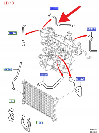 RURA WĄŻ WODY 1.8L TDCi FORD FOCUS 2001- OE 1133524 _ 1S41-8K012-BC