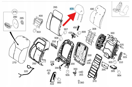 ZAGŁÓWEK SIEDZENIA PRZÓD TYŁ MERCEDES ML GLE W166 OE A16697054508Q70
