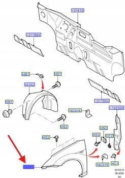 BŁOTNIK PRZÓD PRAWA STRONA FORD FOCUS MK1 1998- 1350731 _ XS41-16015-AU