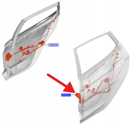 WIĄZKA DRZWI LEWY TYŁ FORD FIESTA Mk8 2019- OE 2475719 _ L1BT-14633-LBD