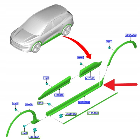 LEWA LISTWA PROGU FORD KUGA 2020- OE 2451149 _ LV4B-S10155-BEPRAA