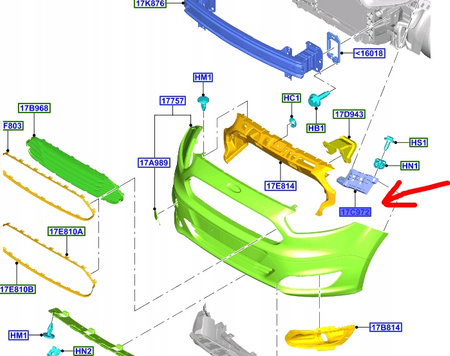 ŚLIZG ZDERZAKA PRZÓD PRAWY COURIER Mk1 2014- 2464333 _ ET76-17D958-AF
