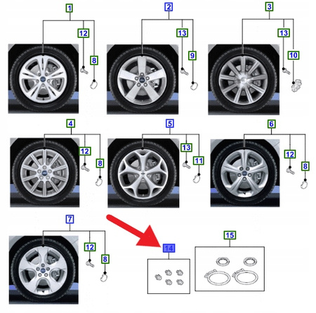 ZESTAW NAKRĘTEK ZABEZPIECZAJĄCYCH FORD SMAX GALAXY 1787943 _ 6G92-17A147-AD