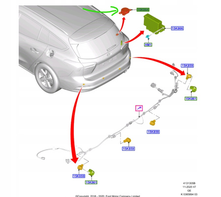 GŁOŚNIK CZUJNIKÓW PARKOWANIE FORD KUGA Mk1 MONDEO_4501599_3W83-15K864-AA