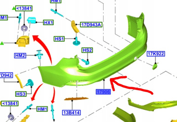 ZDERZAK TYLNY FORD FOCUS Mk4 2018- Kombi OE 2516301 _ JX7B-17H773-HBPRAA