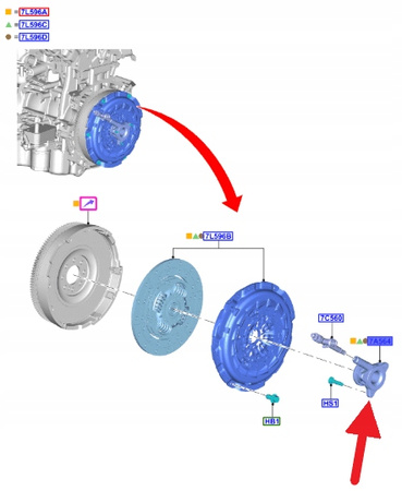 WYSPRZĘGLIK 2.2L TDCi MT82 FORD TRASIT 2006- 14- OE1749121 _ CC11-7A564-BB