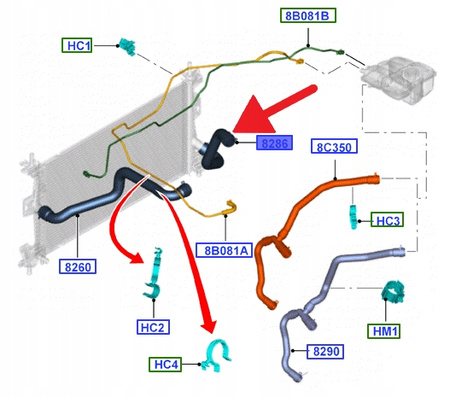 PRZEWÓD WODNY CHŁODNICY 1.6 DURATEC FOCUS 2011- OE 1848122 _ BV61-8286-BB