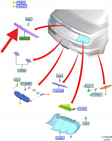 TRZECIE ŚWIATŁO STOP FORD MUSTANG CABRIO 2015- OE 1901806 _ FR3B-13A613-AF