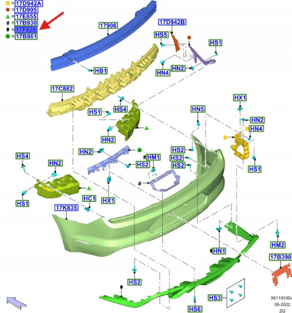 DYFUZOR TYŁ FORD MUSTANG Mk6 2021- OE 2421972 _ KR3V-17F954-AD5YZ9