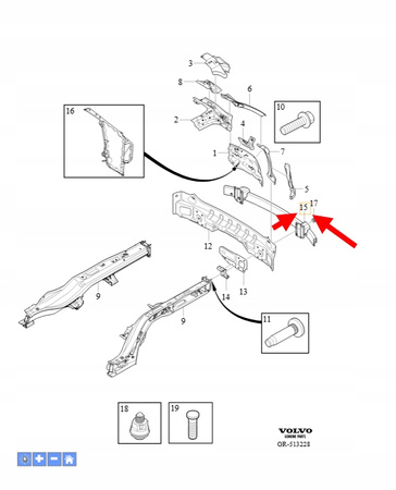BELKA WZMOCNIENIE ZDERZAKA TYŁ VOLVO XC90 2016- OEM/OE 32422311