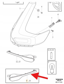 HALOGEN LEWY TYLNY VOLVO XC40 EX40 2018- EC40 C40 2022- OE 31656865