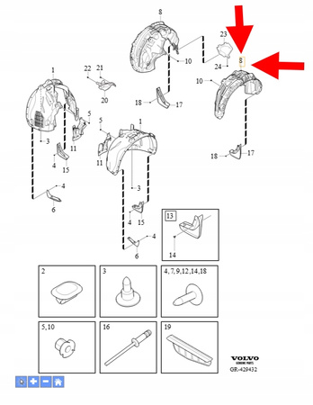 NADKOLE LEWY TYŁ VOLVO XC90 2018- OEM/OE 32392137