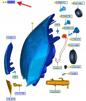 REFLEKTOR LEWY PRZÓD 1751454 _ BV4J-13W030-CA