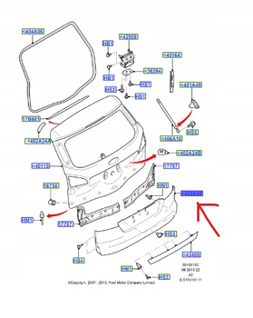 BLENDA KLAPY TYŁ MONDEO Mk4 Kombi 2010-2014 1705013 _ BS71-N423A40-BAXWAA