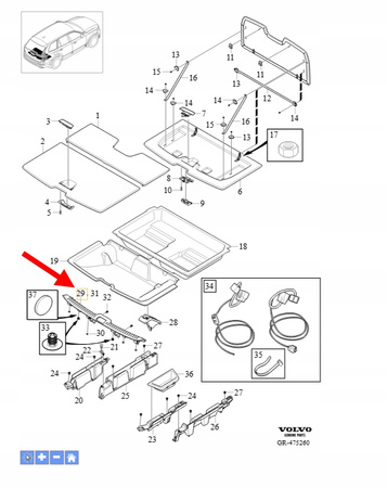 LISTWA PROGOWA BAGAŻNIKA VOLVO XC90 2016- OEM/OE 32239213