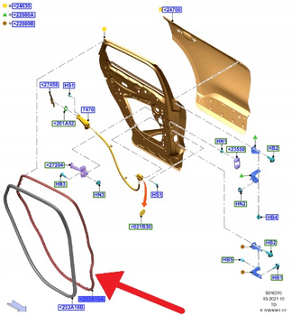 USZCZELKA DRZWI LEWY TYŁ FORD KUGA ESCAPE 2020- 2434299 _ LJ6B-S25325-AA