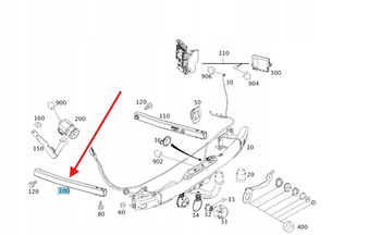 Wzmocnienie tylne lewe do haka Mercedes C Klasa W204 A2046100525