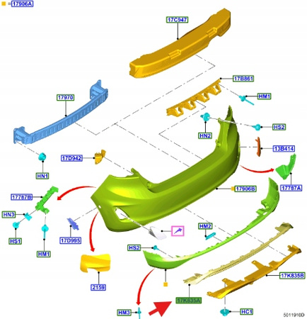 DOKŁADKA ZDERZAK TYŁ FORD FIESTA MK8 2018- 2473182 _ K1BJ-17D781-AC