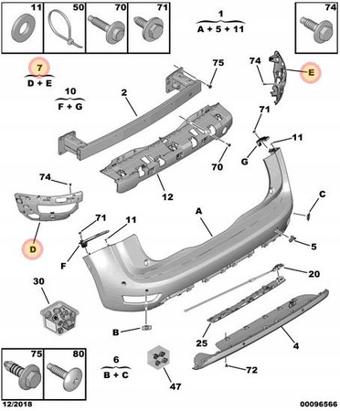 MOCOWANIE ZDERZAKA TYŁ ŚLIZG LEWY PRAWY CITROEN C4 PICASSO OE 1609617780