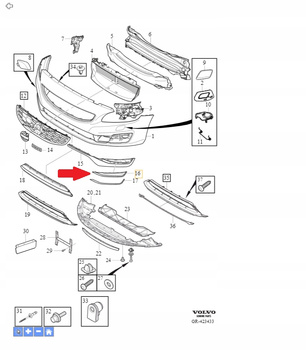PRAWA KRATKA ZDERZAKA VOLVO V60 S60 2014- OE _ 31323849