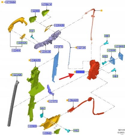 ZAMEK DRZWI LEWY PRZÓD FORD TRANSIT COURIER 2023- 2759547 _ BM5A-A21813-CK