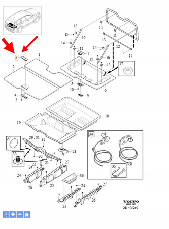 RĄCZKA PODŁOGI BAGAŻNIKA VOLVO XC90 2016- V90 V60 OEM/OE 39832268