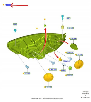 REFLEKTOR LEWY PRZÓD LED FORD TRANSIT CUSTOM 2018- 2481757 _ JK21-13W030-DJ
