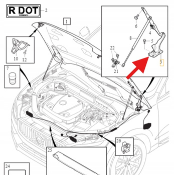 ZAWIAS MASKI PRAWY PRZÓD VOLVO XC60 2018- OE 31424538