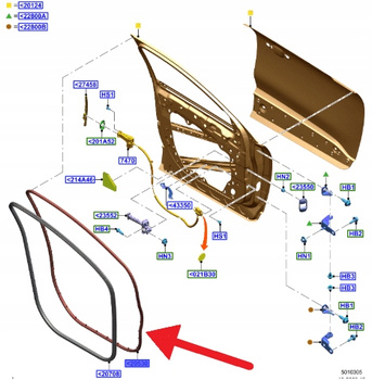 USZCZELKA DRZWI PRAWY PRZÓD FORD KUGA 2020- 2434292 _ LJ6B-S20530-AA