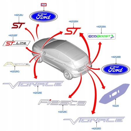 EMBLEMAT FORD FIESTA Mk7, Mk8/TRANSIT Mk7 _ 5258395 _ C1BB-8B262-AA