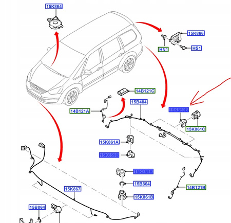 CZUJNIK PARKOWANIA PDC TYŁ FORD S-MAX GALAXY 2006_1765450_6G92-15K859-GA