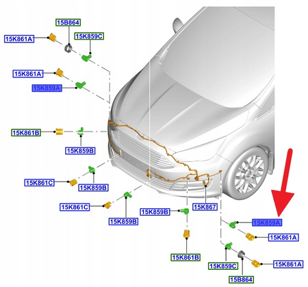 CZUJNIK PARKOWANIA PDC PRZÓD BOCZNY FOCUS SMAX OE 5331388 _ EM2T-15C868-AA