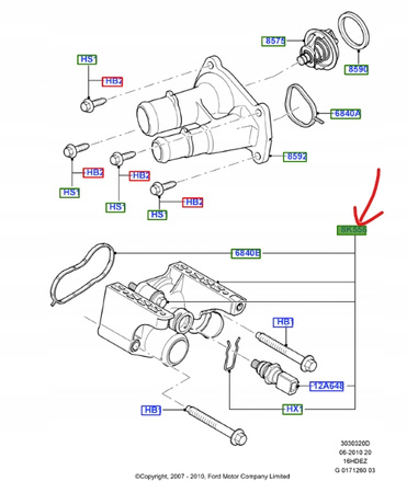 KRÓCIEC WODNY FORD 1.25L 1.4L 1.6L DOHC 1.5L TiVCT 1531004 _ 7M5G-8K556-AC 