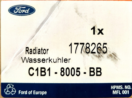 CHŁODNICA WODY FORD FIESTA Mk7 1.0 2012-2017 _ 2029178 _ C1B1-8005-BC 