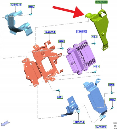 UCHWYT KOMPUTERA GÓRA 5.0 V8 FORD MUSTANG 2017- OE 2178989 _ JR3A-12A692-BD