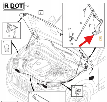 ZAWIAS MASKI LEWY PRZÓD VOLVO XC60 2018- OE 31424537