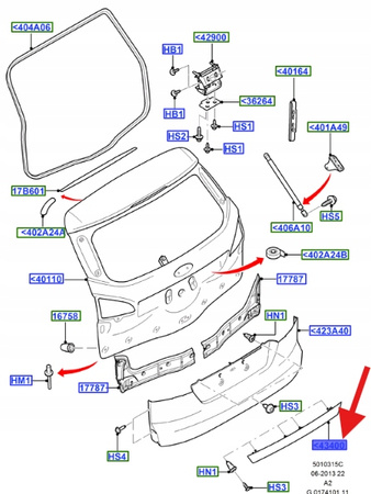 KLAMKA KLAPY TYŁ FORD MONDEO KOMBI 2010- OE 1524884 _ 7S71-N43400-BA58PS
