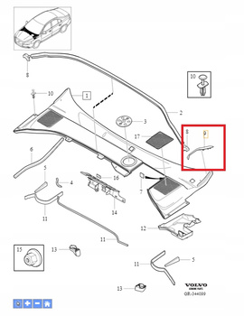 USZCZELKA PODSZYBIA BŁOTNIKA PRAWY PRZÓD VOLVO S80 2007- V70 OE 31218597