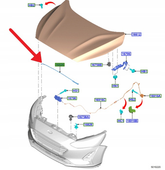 PODPÓRKA MASKI PRZÓD FORD FOCUS 2018- OE 2206779 _ JX7B-16A931-AB