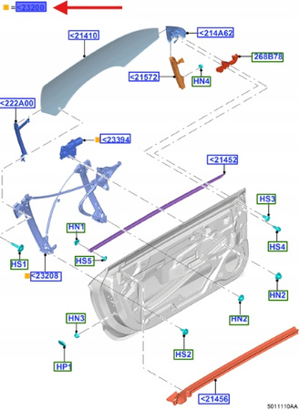 REGULATOR SZYBY PRAWA FORD MUSTANG COUPE 2015- 2561417 _ MR3B-6323200-AA