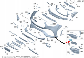 KRATKA ZDERZAKA LEWY PRZÓD MERCEDES GLE W167 OE A1678858703