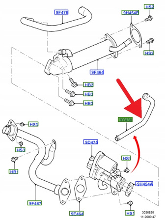 PRZEWÓD WODNY EGR 2.2 TDCi FORD TRANSIT 2008- OE 1495912 _ 8C1Q-9Y438-AA