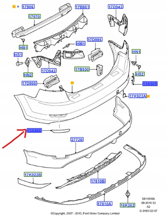 ODBLASK ZDERZAKA LEWY TYŁ FORD MONDEO MK4 Sedan_1491915_7S71-515C0-AC